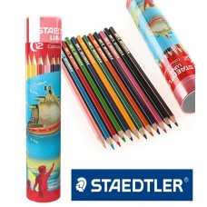 Luna Staedtler 12 Colour Pencils-Iron Box Drum